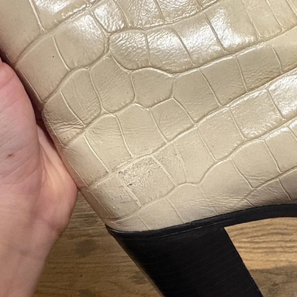 Schutz Maryana Eggshell Croc Knee-High Boots - Picture 7 of 10